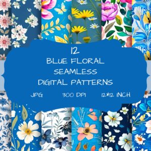 Blue Floral Seamless Printable Patterns
