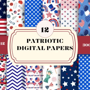 Patriotic Flag Seamless Digital Patterns