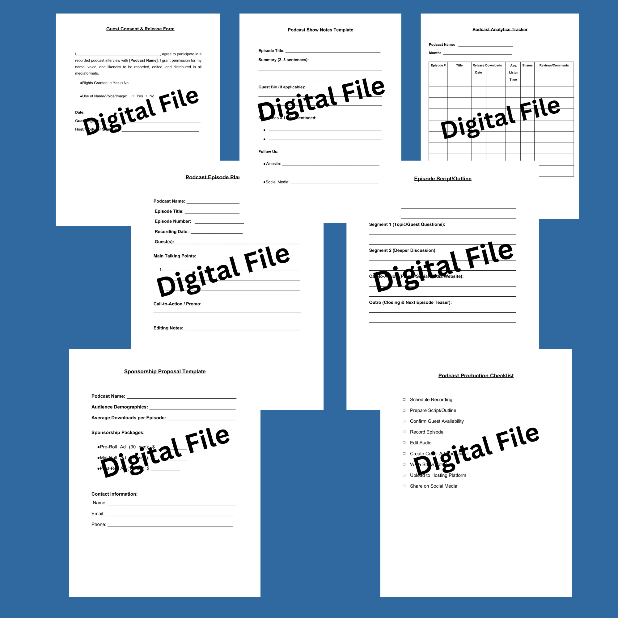 Podcast Forms & Templates Bundle