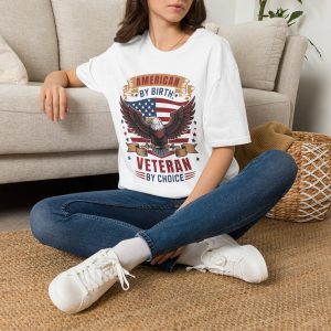 American by Birth Veteran by Choice Eagle Flag T-Shirt